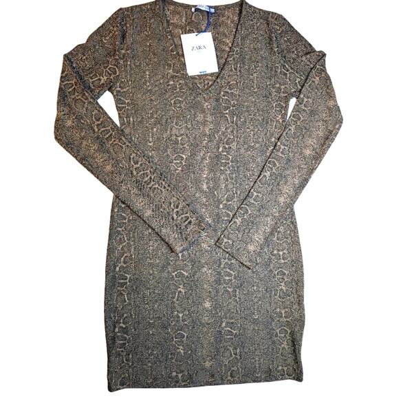 ZARA Trafaluc Snake Skin Print Bodycon Dress - Picture 1 of 5